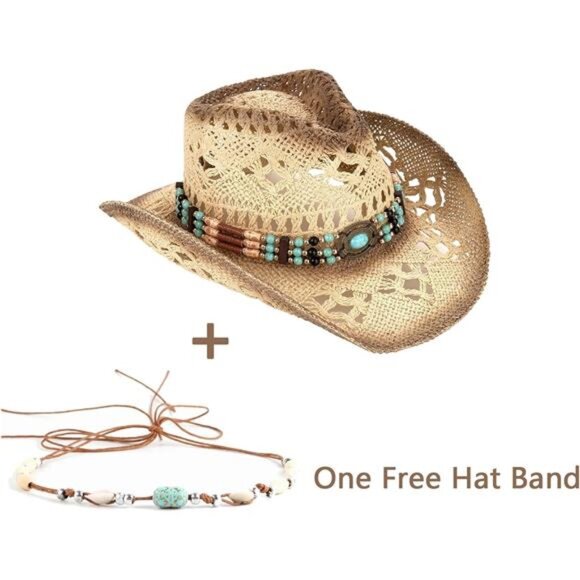 Men\'s Women\'s Straw Cowboy Hat Cowgirl Woven Sun Hat Western Cowboy Hat Two main image 6